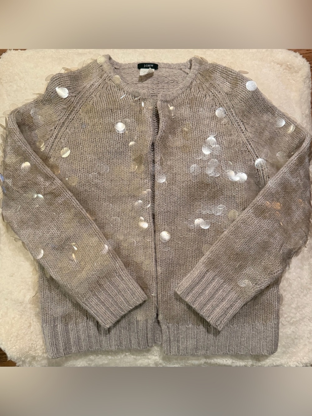 J Crew Wool Cashmere Cardigan Sweater with Clear Sequin Paillettes
Size Medium